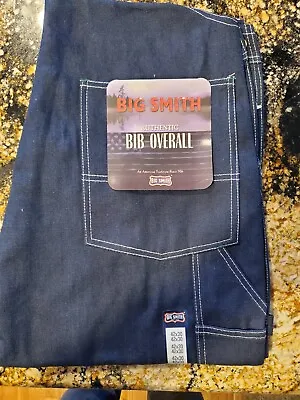 USA Made Vtg Big Smith Blue Denim Bib Overalls 42x30 Button Fly VTG • $20