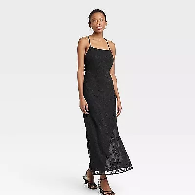 Women's Jacquard Maxi Slip Dress - A New Day Black S • $12.21