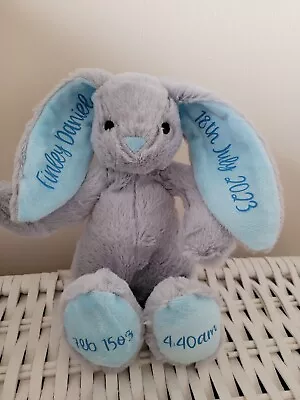 Personalised New Baby Boy / Girl Birth Keepsake Bunny Rabbit Teddy Gift • £10