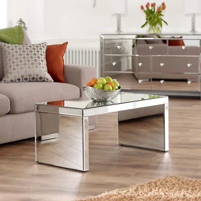 £149 • Buy Venetian Mirrored Small Coffee Table - Glass Rectangle Compact Living - TFM2