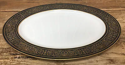 17  Oval Serving Platter Mikasa Mount Holyoke 60673 Gold Floral Scroll Black 114 • $104.39