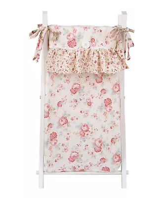 $19.99 • Buy Hamper Bag With Frame Baby Girl Floral Garden Ruffle Pink Blue White