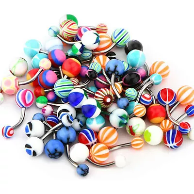 50/100 Navel Ring Belly Button Bars Pack Mix Belly Bar Body Piercing Multicolour • £4.74