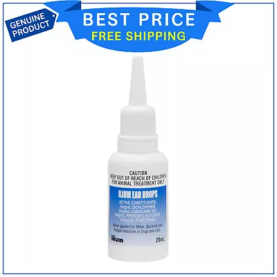 Ilium Ear Drops 20 ML For Dogs Cats Ear Mites Bacterial Fungal Infection Control • $21.99