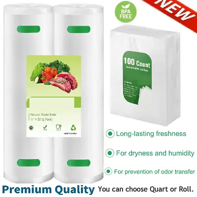 $24.99 • Buy 100 Count Embossed Vacuum Sealer Bag Food Saver Storage 4Mil Choose Option Size