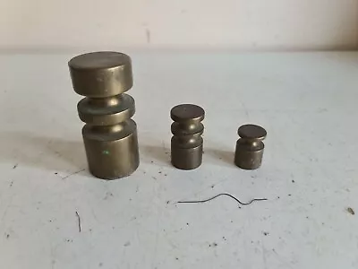 Set Of 3 Vintage Metric Brass Churn Weights 500g 100g 50g Balanced Scales Kitche • £22.99