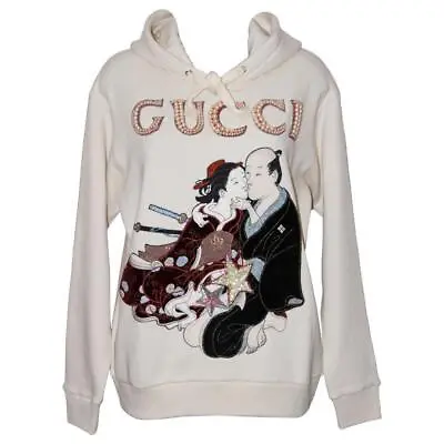 GUCCI Ivory Shunga Graphic Print Hoodie Sweatshirt Size L • $475
