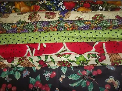 FRUITS Apples FOOD Cooking GRAPE WINE Cotton FABRIC U-Pick SEE INFO 1/2 Yd BTHY • $3.95