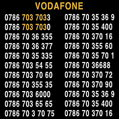 Golden Easy Vip Vodafone Number Business  Diamond Platinum Phone Sim Card 786 • £14.99
