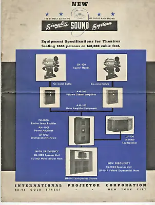 Vtg 1938 Simplex Sound System Specs For Movie Theaters/amps/speakers/prices/pics • $118.99