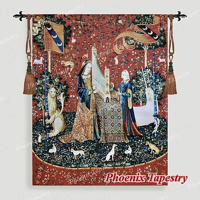 (LARGE) HEARING The Lady & Unicorn Medieval Tapestry Wall Hanging Jacquard Weave • $99.99