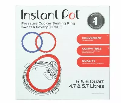 Instant Pot  Genuine Pressure Cooker Sealing Ring For 5 & 6 Quart (2 Pack) • $13.99