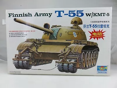 Trumpeter FINNISH ARMY T-55 W/KMT-5 TANK 1/35 Scale MOTORIZED Model Kit UNBUILT • $44.99