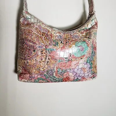 Pinky Vintage Style Pastel Mosaic Tile Glazed Leather Shoulder Bag • $18.67