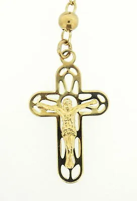 $995 • Buy 10k Yellow Gold Necklace Rosary With Attached Crucifix Pendant