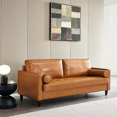 Modern Mid-Century Vegan Leather Sofa （Mocha） • $530