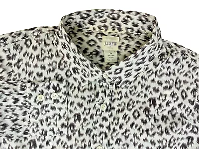 J.Crew Factory Womens Sz XS Perfect Shirt Leopard Animal Print Button Blouse Top • $7.99