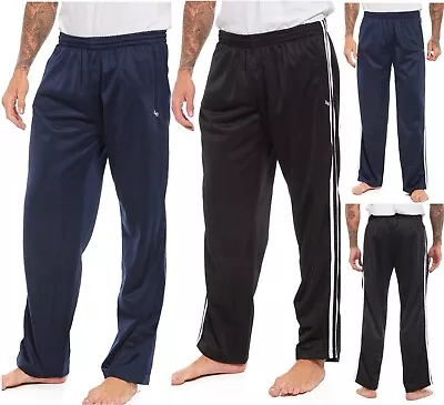 Mens Striped Silky Jogging Bottoms Joggers Gym Sports Tracksuit Pants Trousers • £10.99