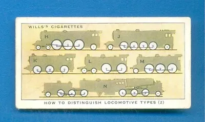 RAILWAY EQUIPMENT.No.22.HOW TO DISTINGUISH LOCOMOTIVE.WILLS CIGARETTE CARD 1938 • £1.50