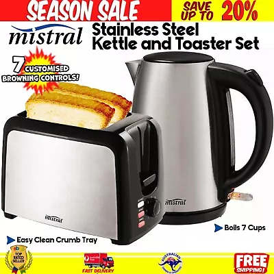 Mistral Electric Kettle & Toaster SET Combo Deal Stainless Steel Breakfast Pack • $76.70