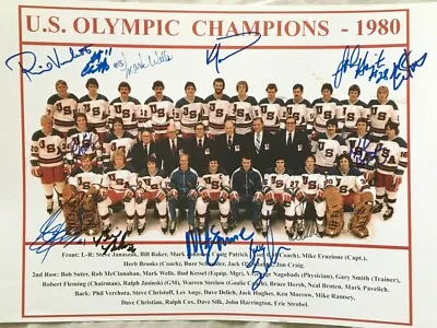 1980 Miracle On Ice US Olympic Hockey Team Signed 11x14 Photo Mike Eruzione JSA • $580