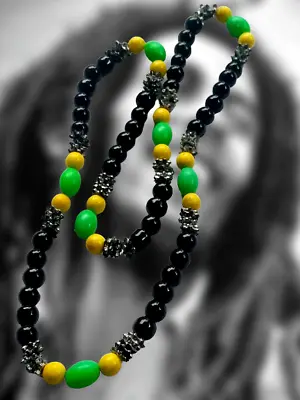 Rasta Jamaican Colors Plastic Beads Bob Marley Roots Reggae Necklace One Love. • $24