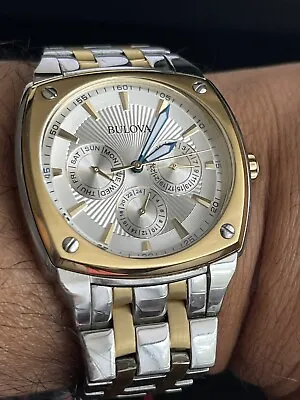 Bulova Multi-Function Two-Tone Silver Gold Men's Watch 98C142 • $110