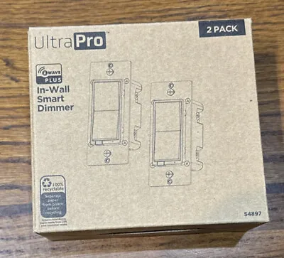 UltraPro Z-Wave In-Wall Smart Dimmer With QuickFit And SimpleWire White 2pk E8 • $58.72