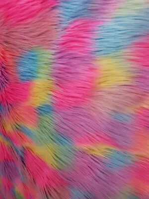 $14.99 • Buy Rainbow Shaggy Faux Fur Fabric Pieces