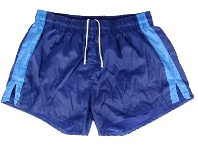 1990s German Army PT Shorts Mens L Navy Light-Blue Stripe - Sports VTG Retro • $14.95