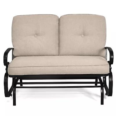 Patiojoy 2-Person Outdoor Swing Glider Chair Bench Loveseat Cushioned Sofa • $179.99