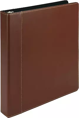 1 Inch 3 Ring Binder Leather Brown With Contrast Stitching 8.5X 11 Inch 3 Ri • $28.78