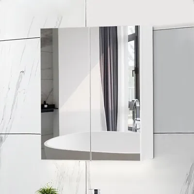 2 Doors Bathroom Cabinet Wall Mounted Mirrored Cupboard With 3 Shelves Storage • £49.99