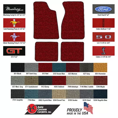 1979-1993 Mustang Carpeted Floor Mats - ACC | CHOOSE COLOR & LOGO • $114.95