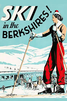 360861 Woman Ski Berkshires Massachusetts Vintage Art Decor Print Poster • $29.95