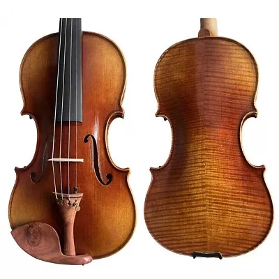 4/4 Handmade Violin Stradivarius Model Nice Flame Grain Powerful Sound With Case • $330