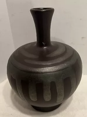 Haeger Pottery Mid Century Drip Glaze Black Vase • $49.95