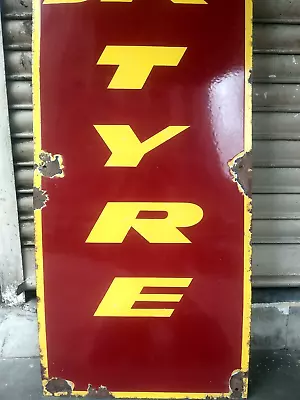 Vintage Old Porcelain Enamel Sign Jk Tyre Motor Tyre Garage Sign Huge 18 X 60 # • $1016.41