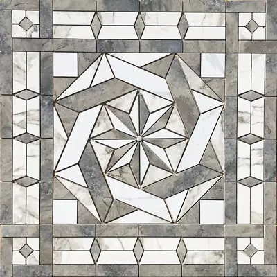 36  X 36  Tile Medallion Mosaic - Home Depot Marble Look Tile Series (POLISHED) • $295