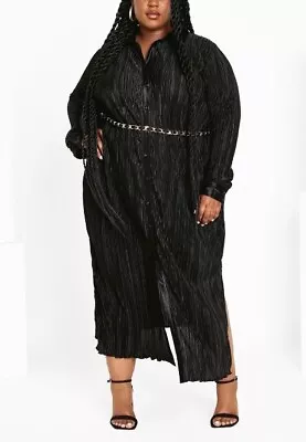 CITY CHIC Andi Maxi Plisse Dress In Black Plus Size XS / 14 NWT [RRP $129.95] • $45