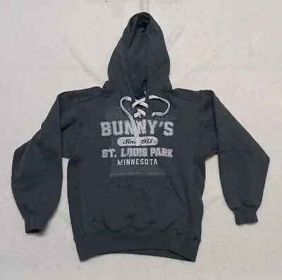 J America Mens Gray Bunny's St Louis Park Minnesota Pullover Hoodie Lace Up Sz S • $15