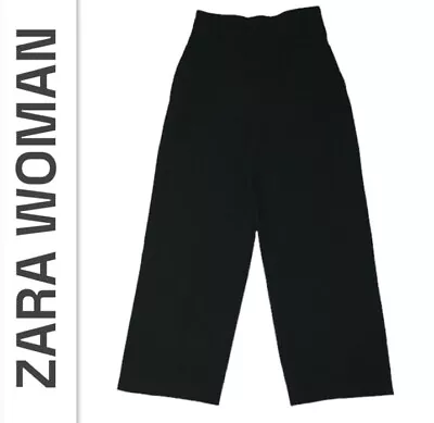 Zara Woman Ultra High Rise Wide Leg Black Wide Leg Cropped Pants Women’s XS • $14.95