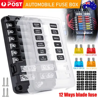 12 Way Blade Fuse Box Block 12V 32V Holder LED Indicator Car Auto Boat Marine AU • $18.72