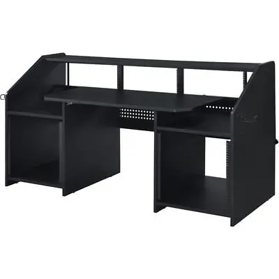 Pemberly Row Modern Wood Music Desk With Shelves In Black Finish • $436.07