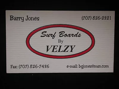 Vintage Velzy Surfboards Business Card • $55