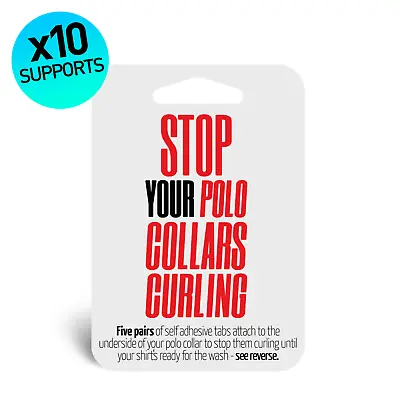 X10 STOP POLO COLLARS CURLING - NO IRON Self Adhesive Supports Stays Stiffeners • £2.49