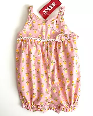 Vintage NWT Gymboree 2007 SUNFLOWER FIELDS Summer 1pc Pink Bubble Romper 6-12 M • $27