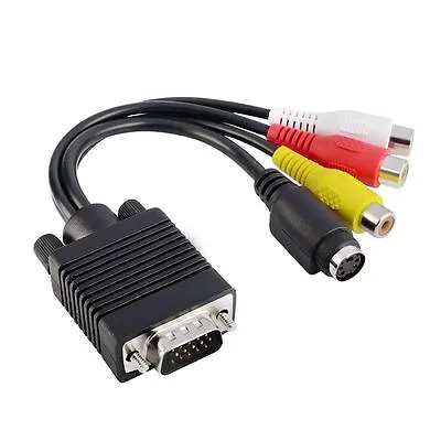 VGA SVGA To S Video 3 RCA AV TV Out Cable Adapter Converter PC Computer Laptop • $2.94