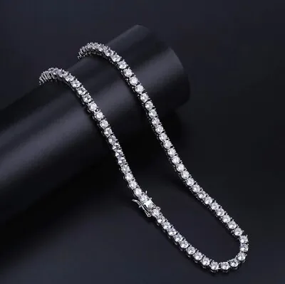 MOISSANITE Real 925 Sterling Silver Tennis Chain Premium Necklace Passes Tester • $399