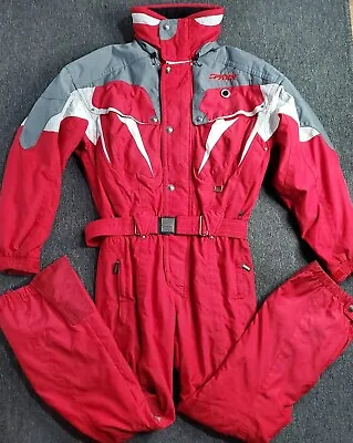 Vintage Spyder Mens Ski Snow Suit Size Medium One Piece Red Gray Snowboard Read • $119.99